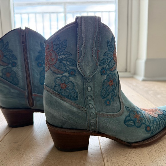 Circle G Shoes - Circle G Blue and Orange Floral Ankle Boots